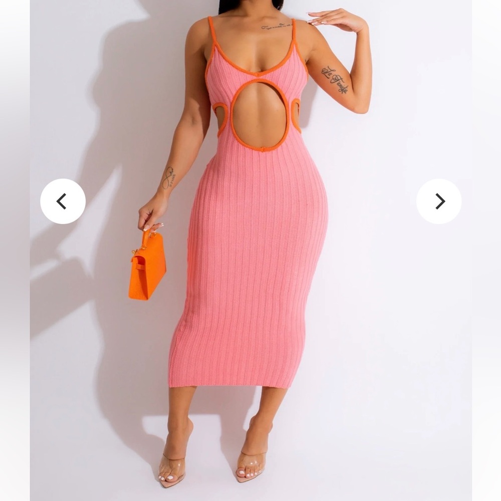 Pink Midi Cut Out Dress